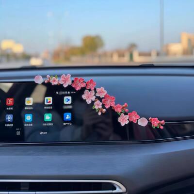 3d立体桃花贴网红爆款汽车摆件中控台樱花汽车装饰女士车内时尚