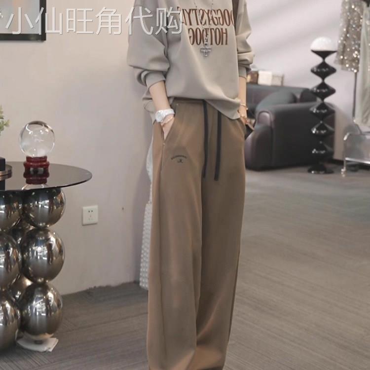 套装女春秋季薄款2026新款高级感圆领厚棉T卫裤休闲时尚洋派两件