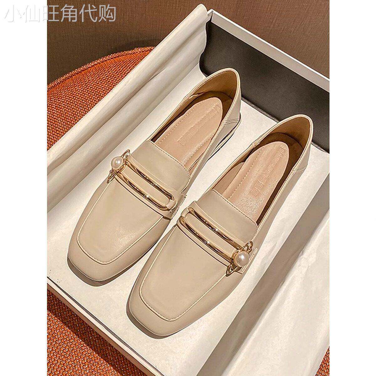真皮一脚蹬乐福鞋女2025年春秋新款百搭豆豆鞋法式单鞋软面 面小
