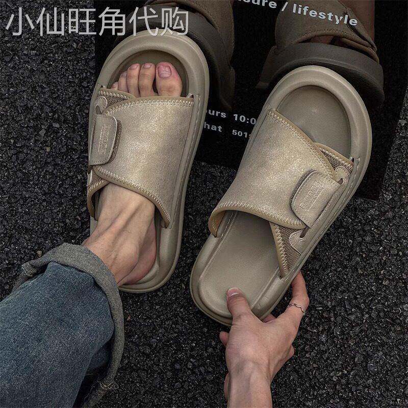 【高品质】夏季户外沙滩鞋男户外登山运动凉拖鞋踩屎感厚底一字拖