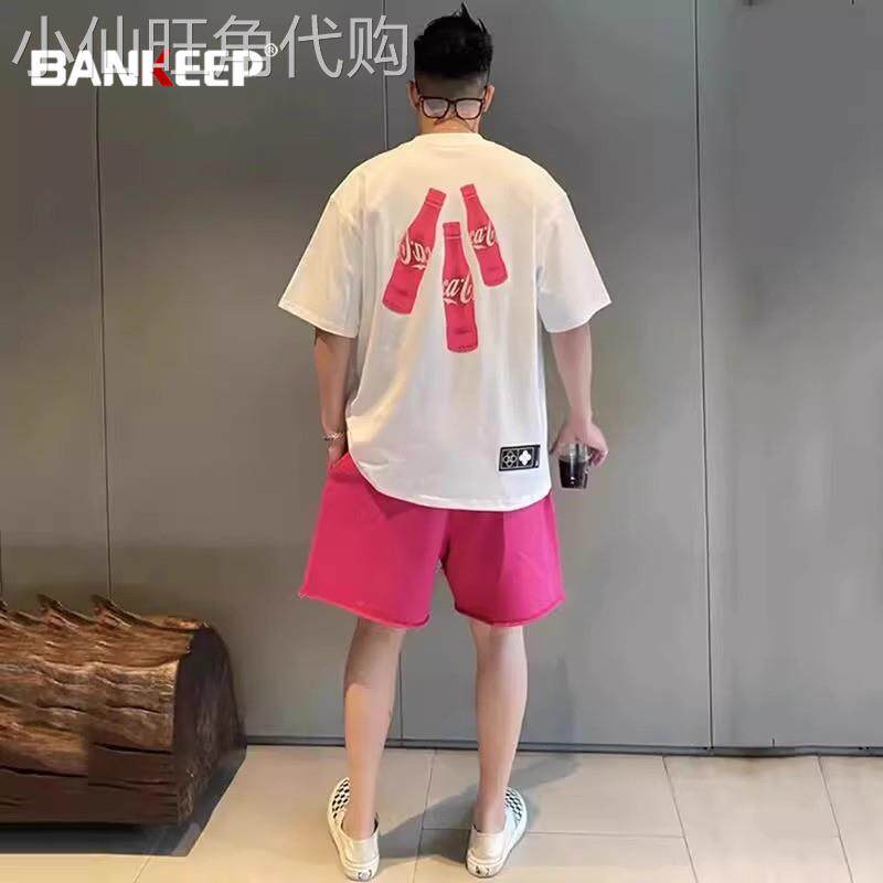 潮牌美式休闲套装男士短袖T恤2026新款夏季五分短裤子两件套男装