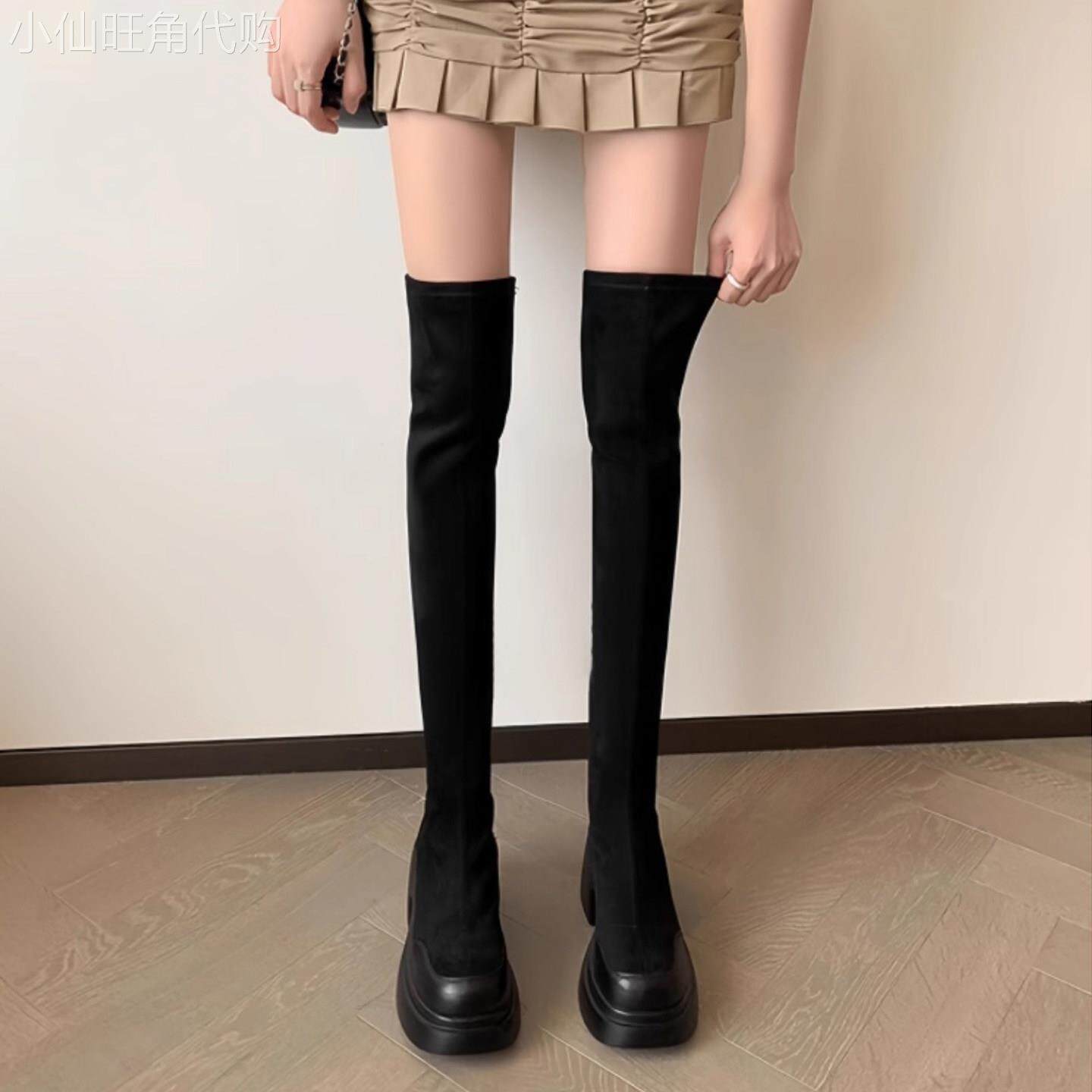 高筒过膝长筒靴女冬季2025新款加绒厚底显瘦长靴爆款骑士弹力靴子