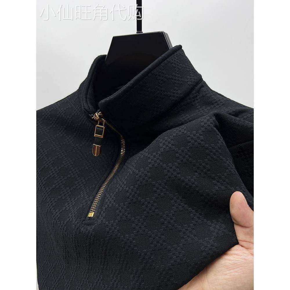 home daily 立领半拉炼卫衣男秋冬款加绒加厚运动保暖男士长袖t恤