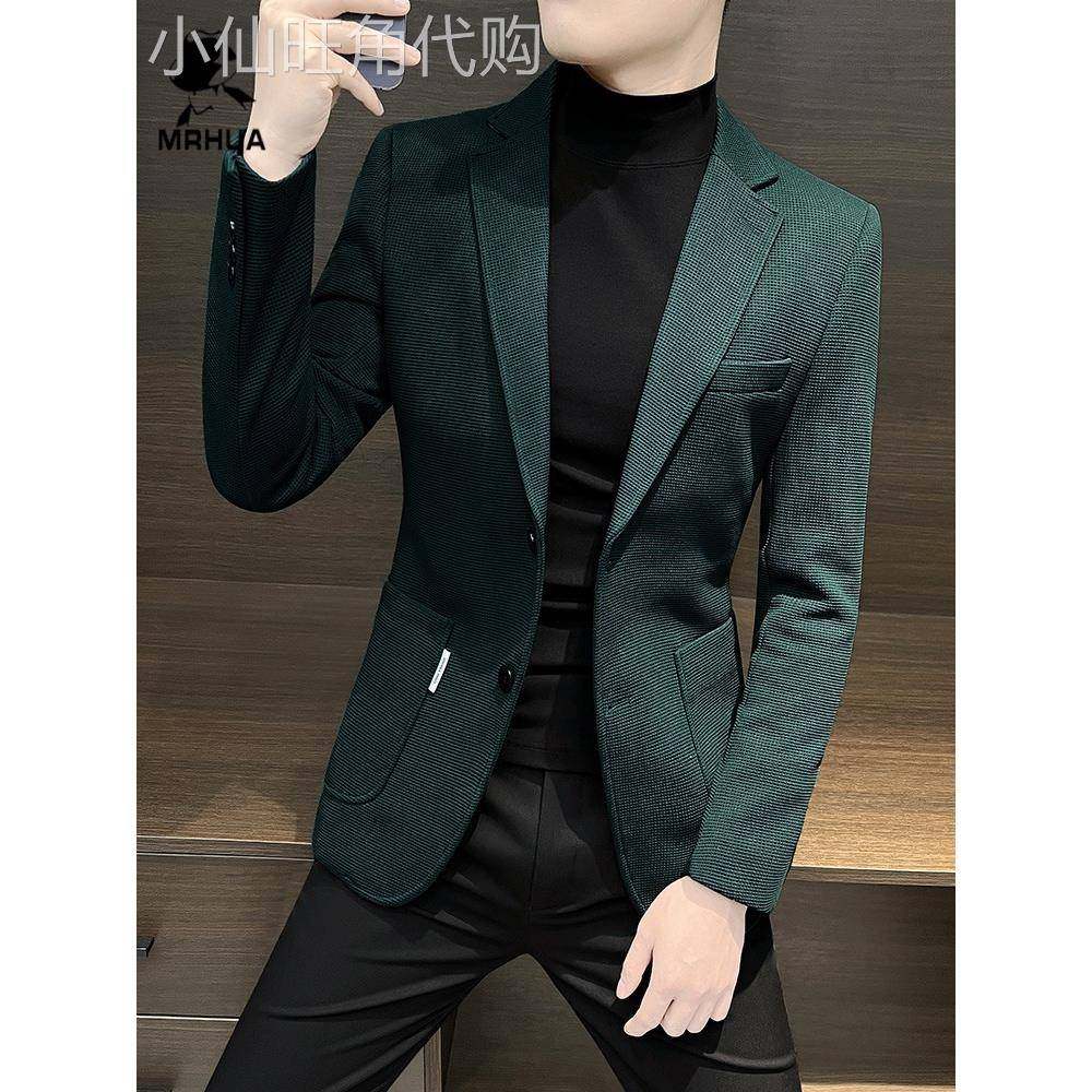 欧洲站男士小西装外套秋冬季新款高级感男装商务轻奢痞帅休闲西服