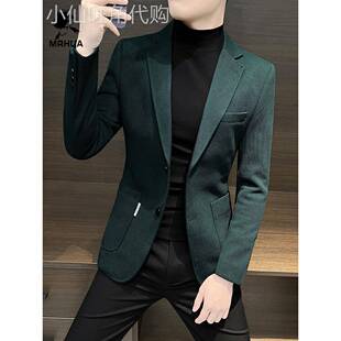欧洲站男士小西装外套秋冬季新款高级感男装商务轻奢痞帅休闲西服