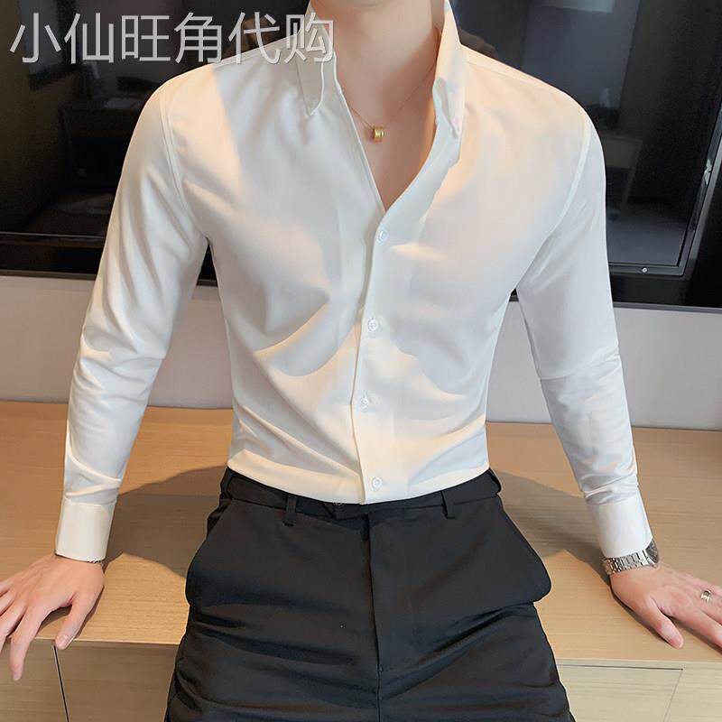 衬衫男士春秋季韩版修身设计感免烫高级感寸衫商务休闲长袖衬衣男