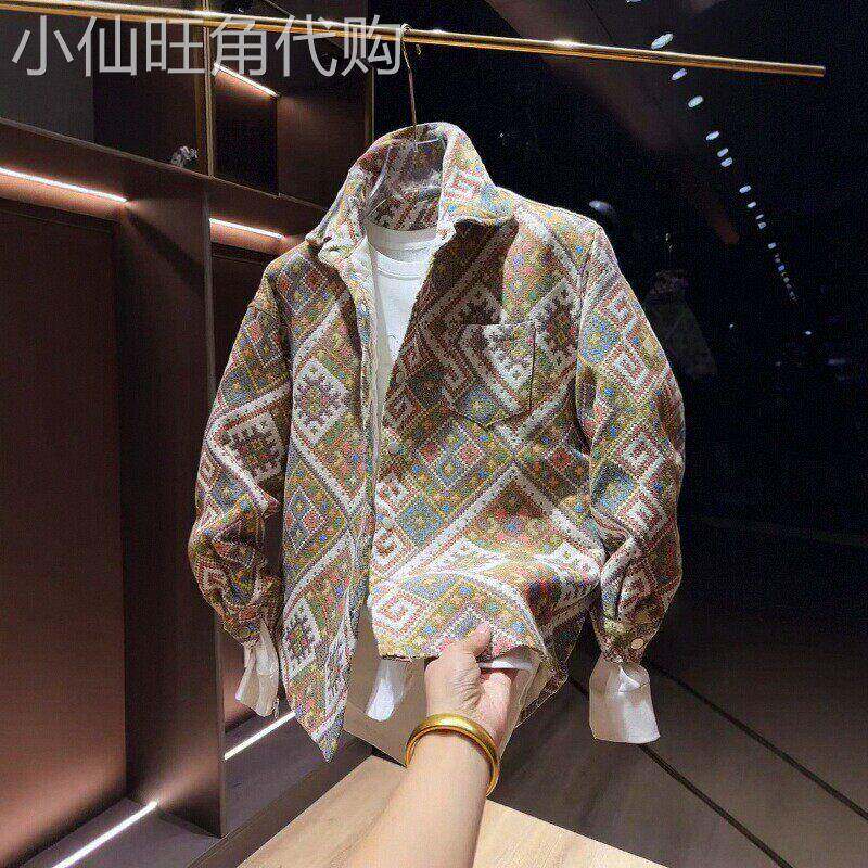 高端小香风夹克外套男士2026新款春秋季潮牌痞帅翻领棉服男款上衣
