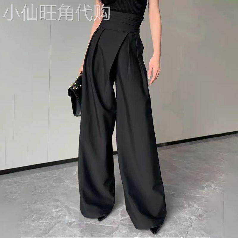 高级感阔腿裤女2025夏季新款设计感高腰直筒裤宽松显瘦垂感西装裤