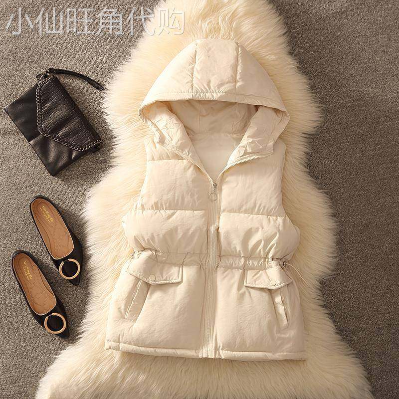 韩国冬季时尚羽绒棉衣马甲外穿女宽松连帽背心学生马夹坎肩棉服潮