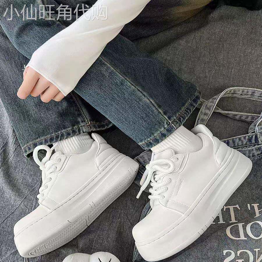 男款秋季透气休闲潮鞋潮牌高级感板鞋2025新款白色厚底小白鞋