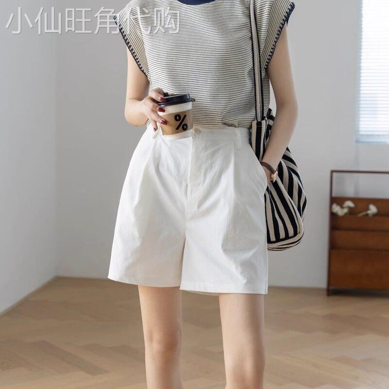 白色短裤女2026新款夏外穿薄款a字高腰显瘦宽松休闲阔腿四分裤子