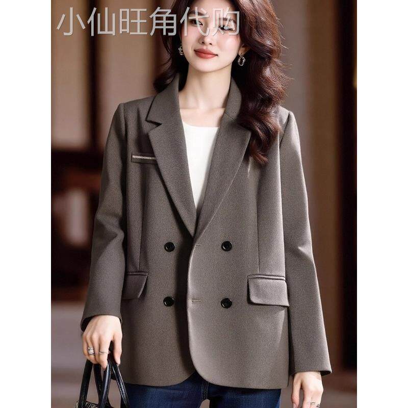 深咖色西装外套女士2025秋季新款高级感通勤百搭休闲宽松西服上衣