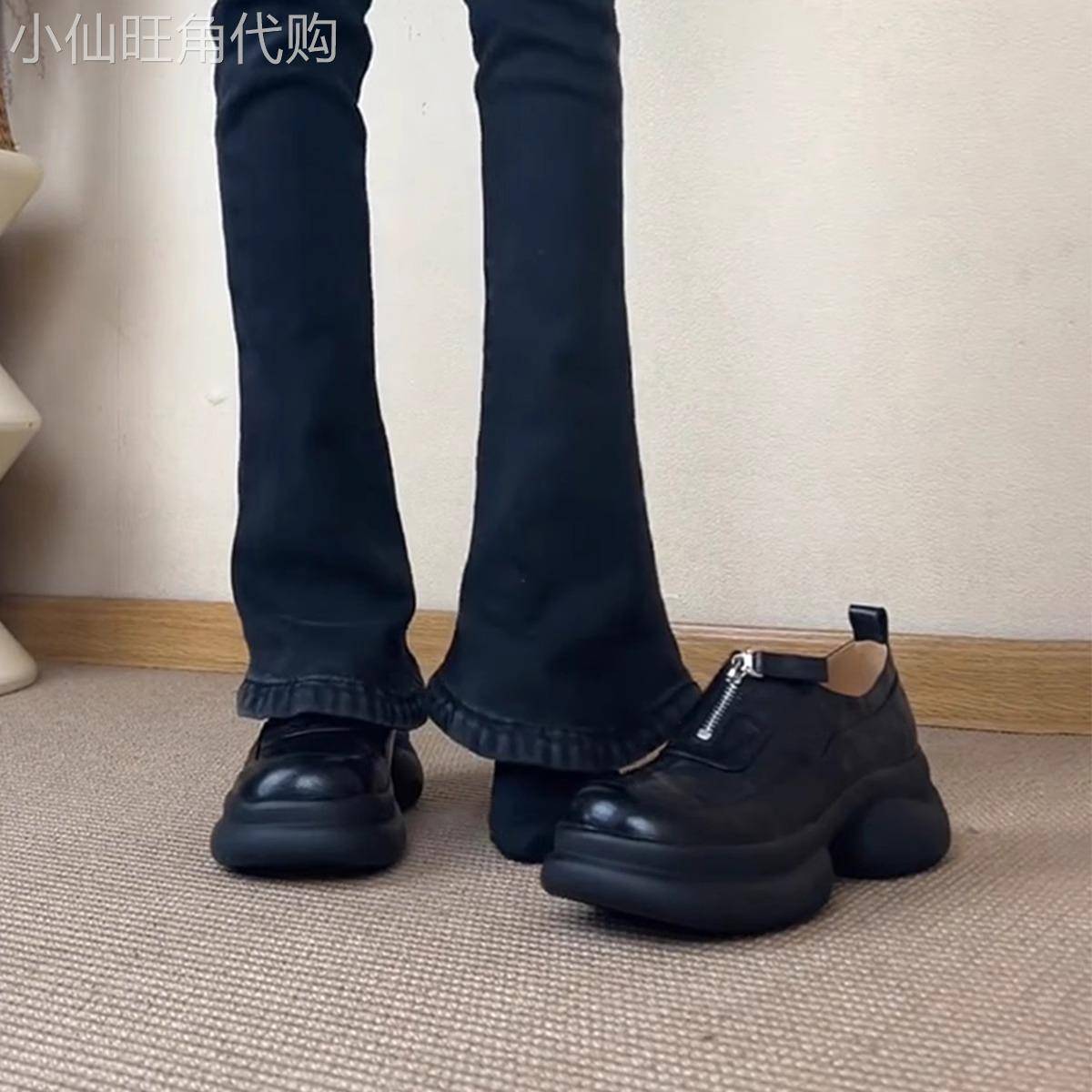 MK&DK.SW乐福鞋牛皮版厚底松糕豆豆鞋女2025春季新款一脚蹬小皮鞋