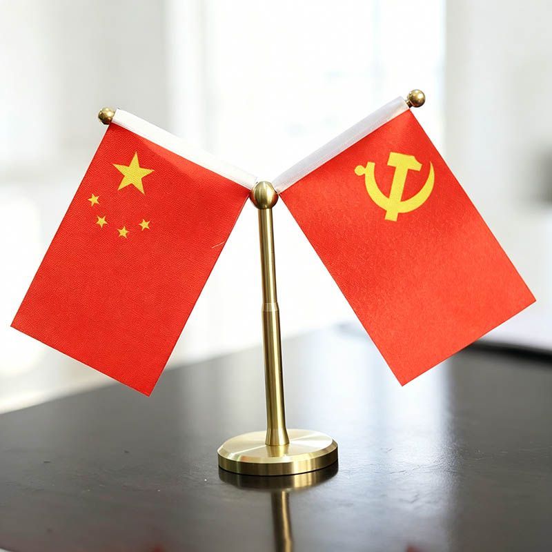 家里风水红旗摆件黄铜双面红旗摆件风生水起摆件客厅玄关电视柜装