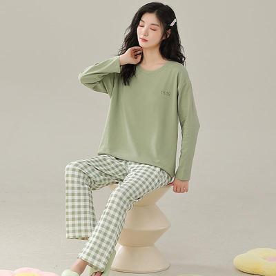 睡衣春秋款女带胸垫2025年新款长袖纯棉薄款两件套装家居服可外穿