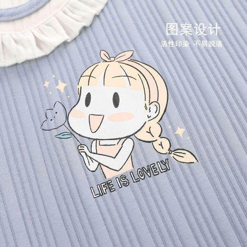 100%纯棉睡衣女春秋长袖套装2025年新款宽松大码秋冬薄款家居服