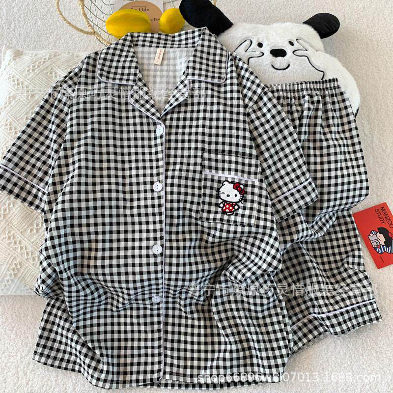 睡衣女夏季薄款短袖云朵棉2025年新款甜美卡通小狗可爱家居服套装