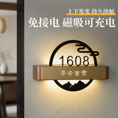 高级感磁吸充电感应灯发光门牌