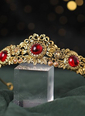 日本品质新款欧美结婚头饰　巴洛克镶水钻新娘大皇冠婚礼发饰配饰