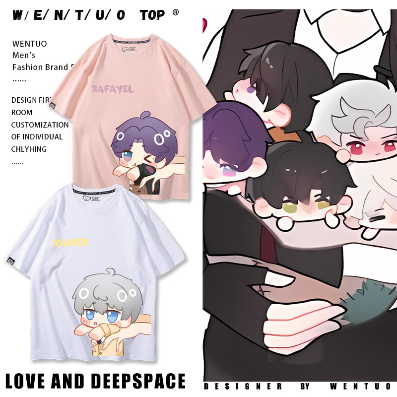 恋与深空周边T恤Q版黎深沈星回祁煜秦彻短袖男女休闲纯棉百搭半袖