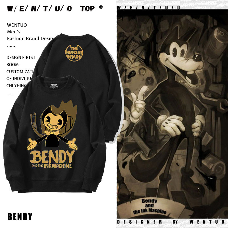 班迪与墨水机器bendy游戏动漫周边圆领卫衣秋冬长袖外套情侣装潮