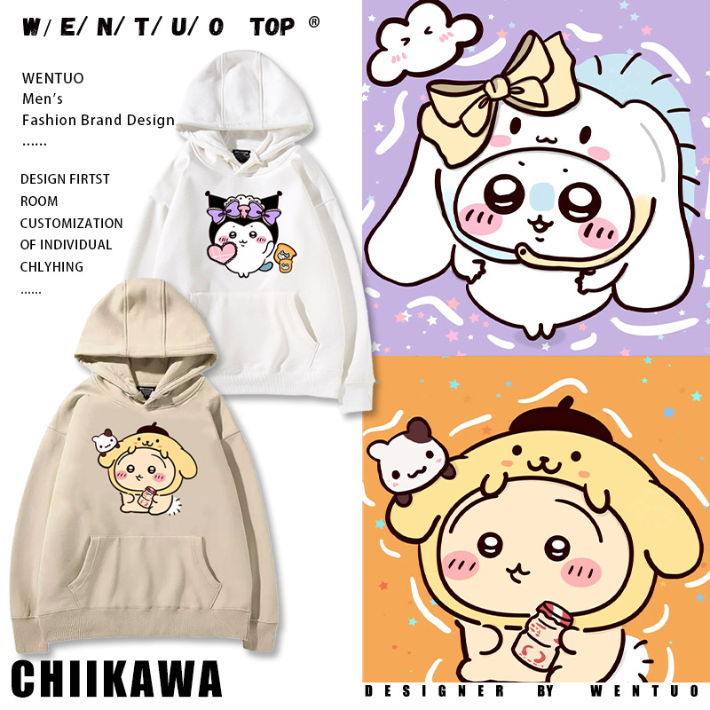 丁联名二次元加绒连帽卫衣秋冬