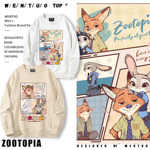 疯狂动物城兔子警官朱迪狐尼克Q版 可爱圆领卫衣男女情侣秋冬外套