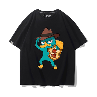 飞哥与小佛密探阿泰动漫周边T恤鸭嘴兽泰瑞男女夏季纯棉宽松半袖