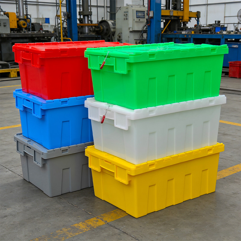 全新料斜插式收纳箱胶箱塑料周转箱带盖物流运输框加厚物料筐包邮