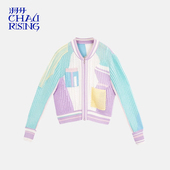 运动拉链羊绒针织开衫 洲升 CHAU.RISING秋冬新款 彩色外套女