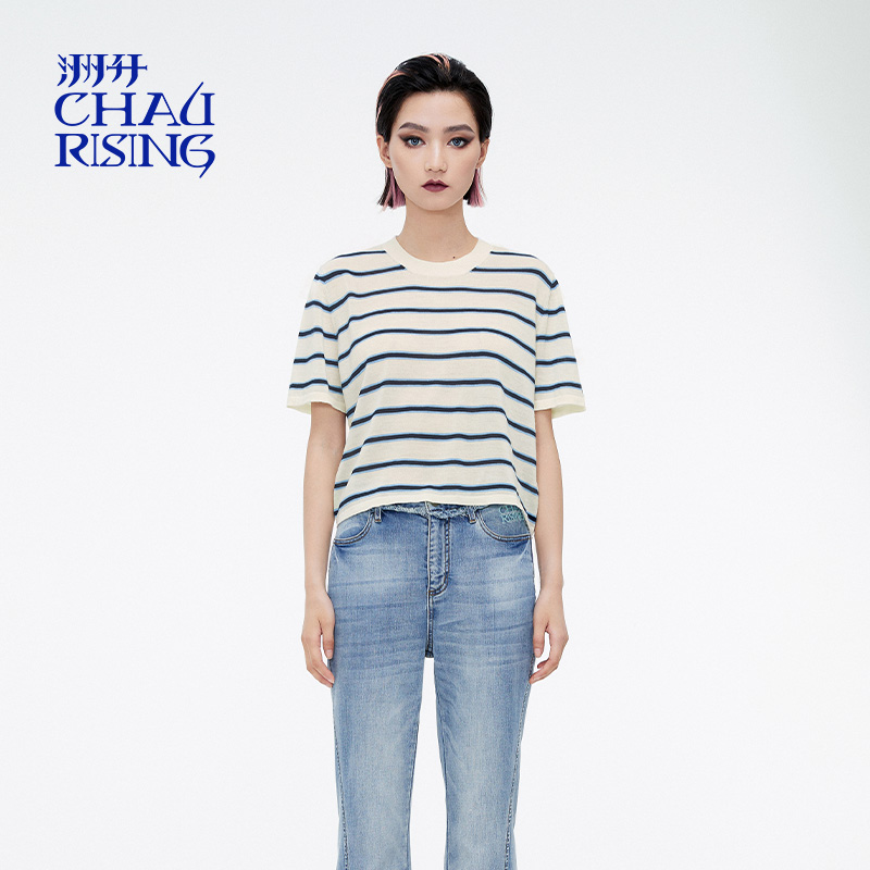 CHAU.RISING条纹羊毛短袖