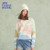 拼色假两件Polo羊绒衫 洲升 CHAU.RISING2025秋冬新款 彩色套头毛衣