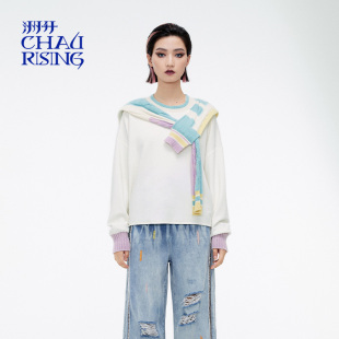 短款 洲升 撞色针织披肩羊毛长袖 新款 卫衣女 CHAU.RISING秋季