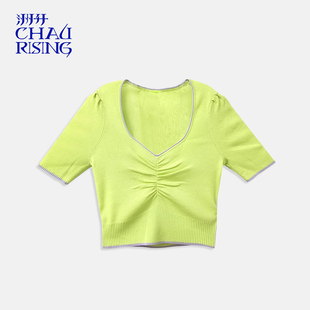 短袖 修身 上衣原创设计女 CHAU.RISING春夏低领针织羊毛女衫 洲升