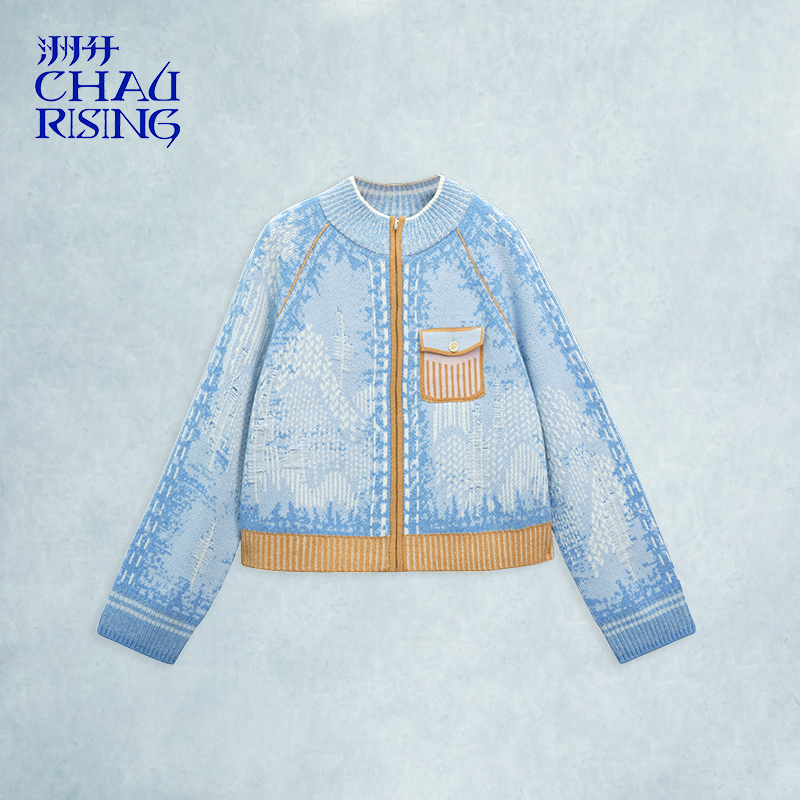 25秋冬新款仿牛仔羊毛开衫