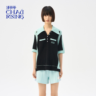 POLO衫 洲升 女纯羊绒半袖 CHAU.RISING春夏针织短袖 上衣休闲针织衫
