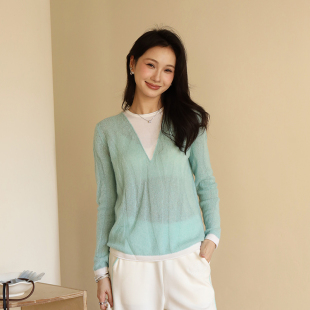浅色基础毛衣打底女士 圈圈羊绒女衫 洲升 CHAU.RISING2025秋冬新款