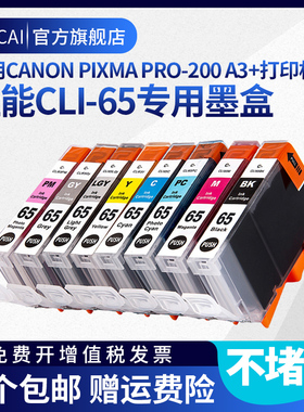 适用佳能Canon CLI-65墨盒PRO-200 A3+专业照片打印机PRO-200墨水盒CLI-65 BK C M Y PC PM GY LGY喷墨打印机