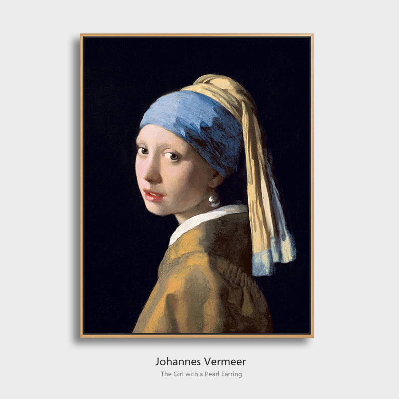 欧式装饰画戴珍珠耳环的少女世界名画艺术壁画客厅餐厅玄关挂画