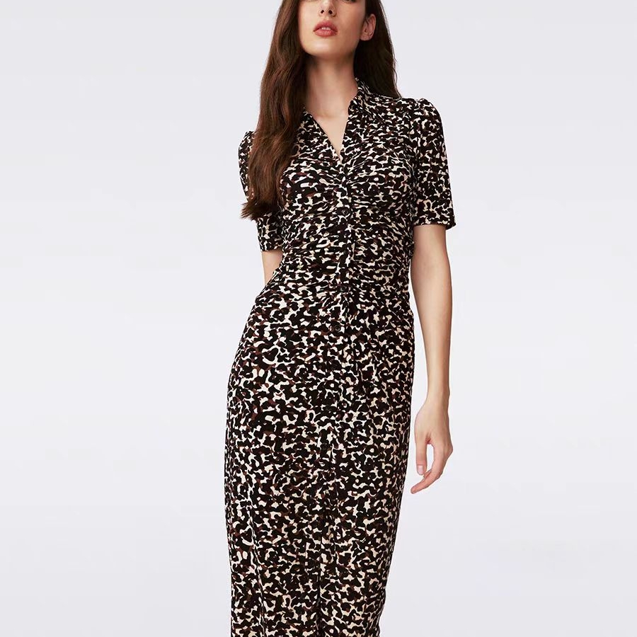 DVF欧洲代购早春新款V领短袖