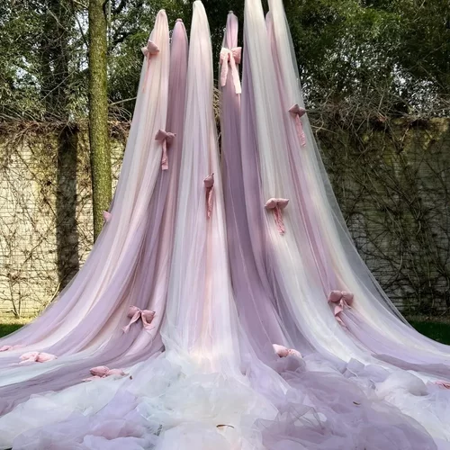 粉色网纱ins风场景布置纱幔纯色加密软网纱飘逸纱网房间装饰