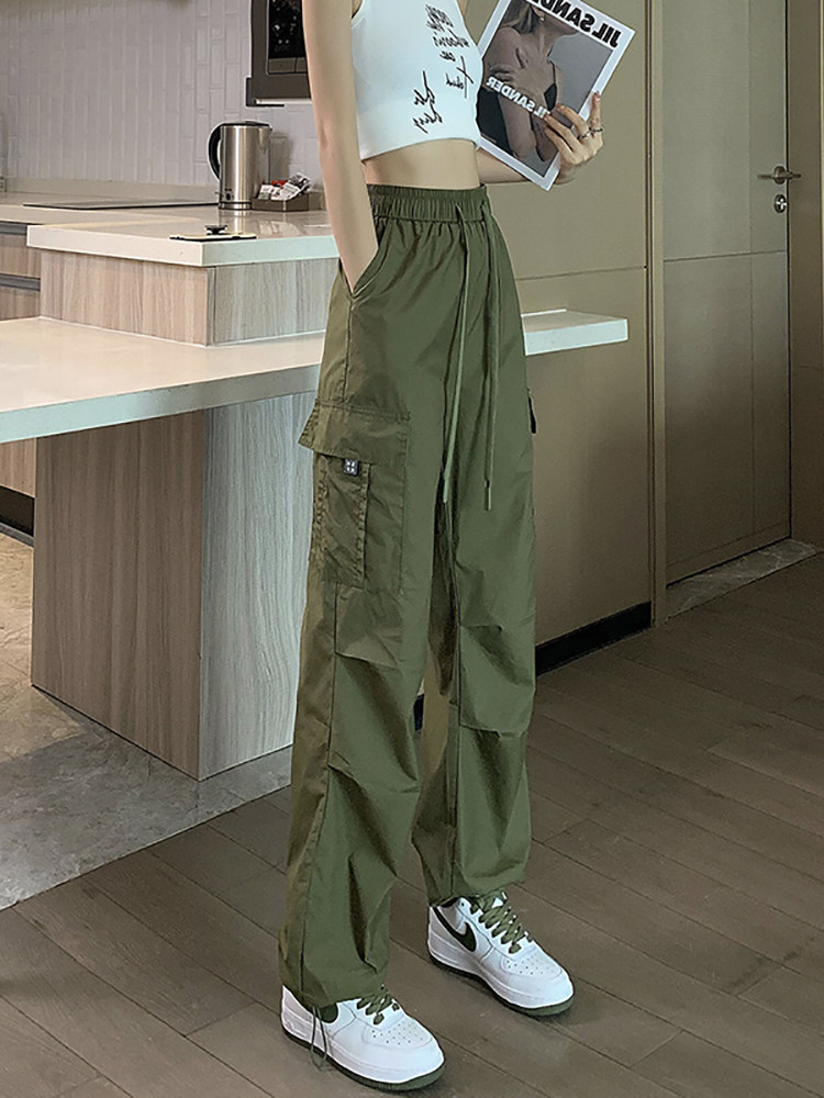 韩版高腰工装裤女2025新款春秋季小个子显瘦宽松时尚百搭休闲裤子
