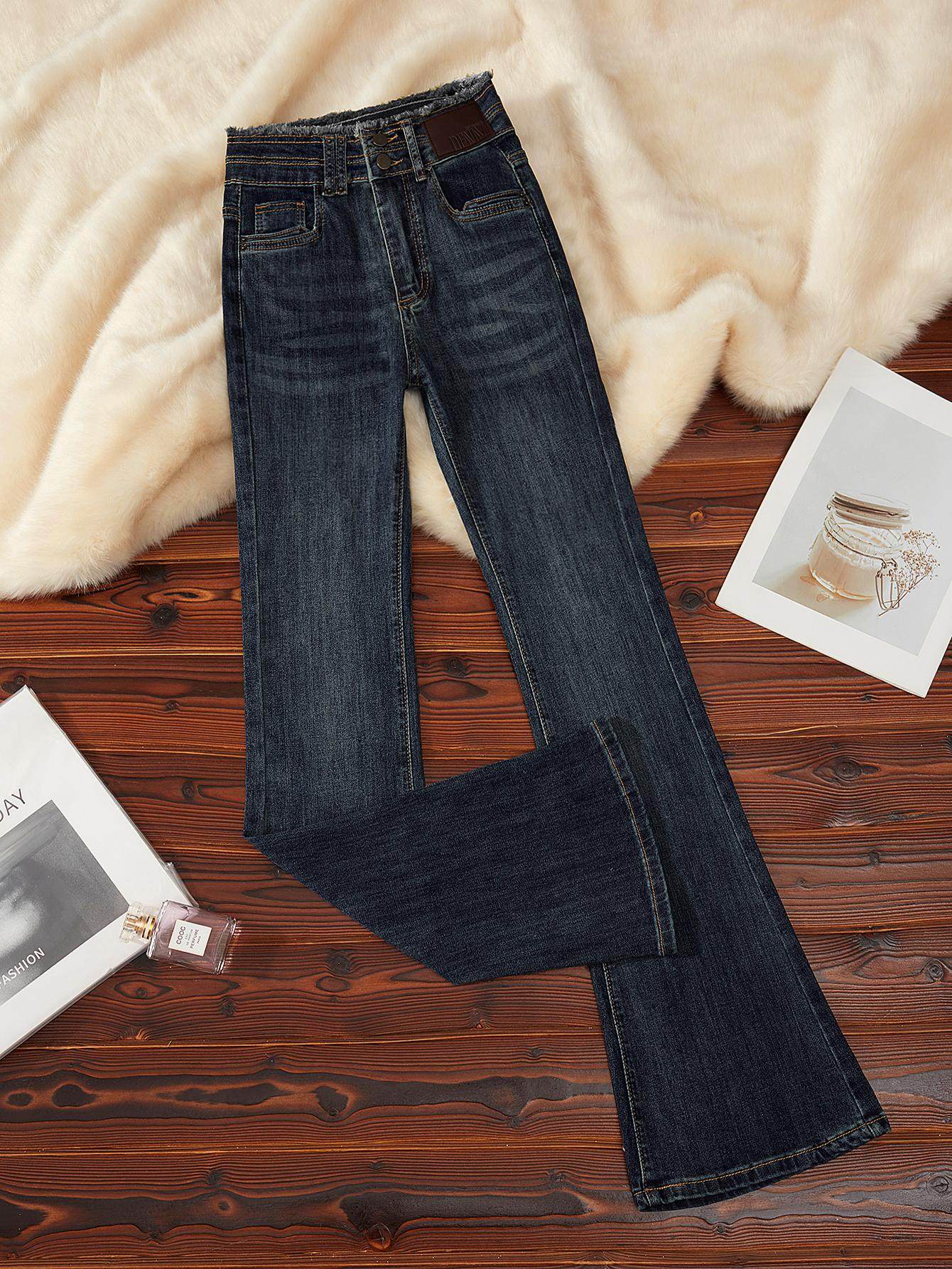 韩版高腰微喇牛仔裤女2025新款春秋季覆古百搭爆款弹力显瘦马蹄裤,女装/女士精品,大码裤装,淘宝优惠券,粉丝福利购,淘宝优惠卷