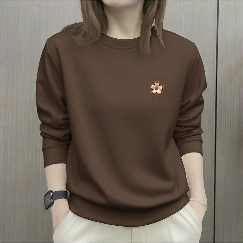 圆领长袖卫衣女士2026新款春季中年妈妈宽松百搭大码显瘦洋气上衣