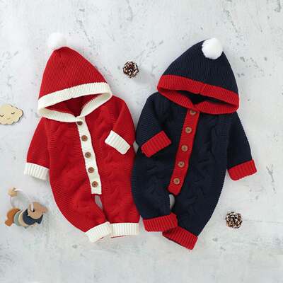 New Christmas Newborn Baby Kit Rompers Hoodie Products Boy C