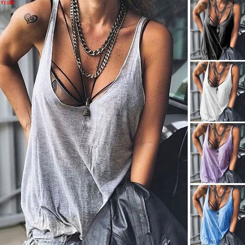 2024年Women's Casual Camisole Top夏季女装纯色吊带背心T恤上衣
