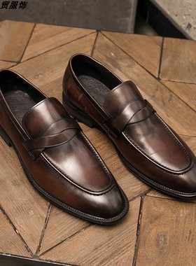 leather shoes for men man PU 英伦皮鞋男一脚蹬 bigsize 48