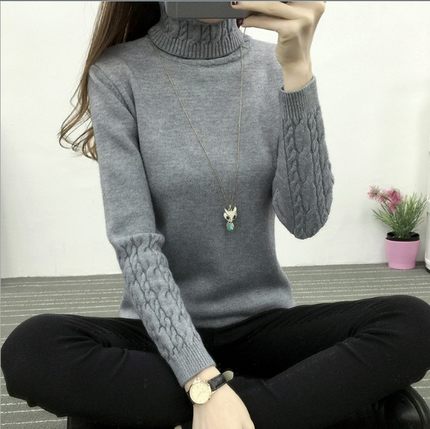 women Turtleneck sweater pullover winter autumn shirt ladies