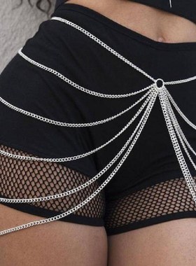 欧美夸张爆款身体链多层流苏女士金属腰链 跨境货源