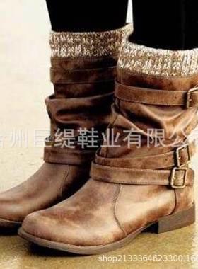 414243 martins for plus-size ladies大码女士毛线中筒马丁靴